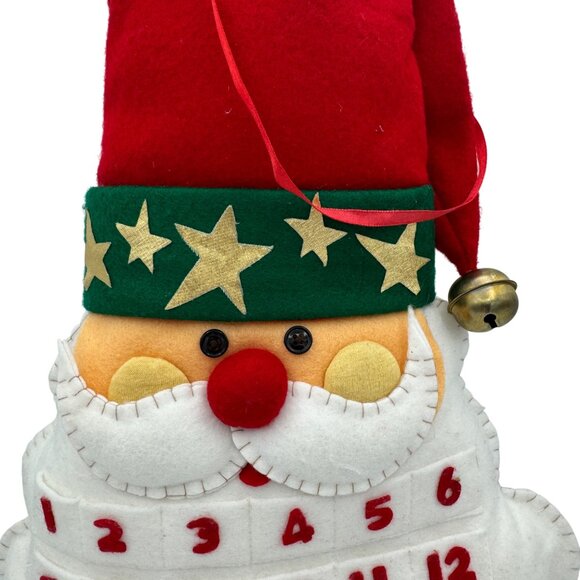 Santa Claus Felt Advent Calendar With Bell & Star Hat Design - Picture 3 of 4
